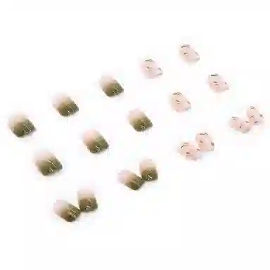 馨枕居 山茶花珍珠粉  穿戴甲 短梯绿色渐变