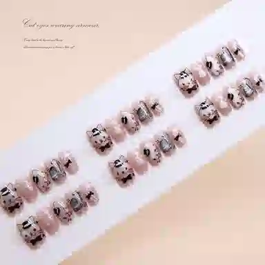 馨枕居 绅士猫咪  穿戴甲 短方裸色跳色 可爱