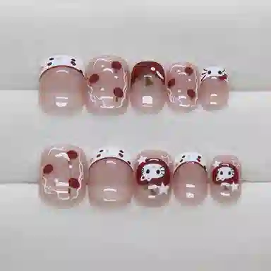 馨枕居 波点卡通星星  穿戴甲 短方裸色晕染 可爱