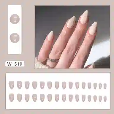 馨枕居 贴片  穿戴甲 杏仁纯色裸色 镜面