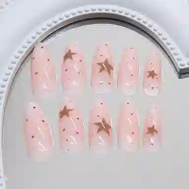 馨枕居 星星跳色波点渐变清甜百搭可拆卸  穿戴甲 杏仁奶白色晕染 可爱