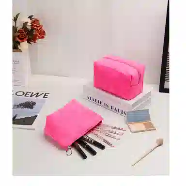 馨枕居 简约粉色化妆包大容量高级感收纳包旅行手提袋出行便携女包包