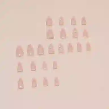 馨枕居 可爱蝴蝶结  穿戴甲 杏仁粉色裸色 镜面 可拆卸小清新