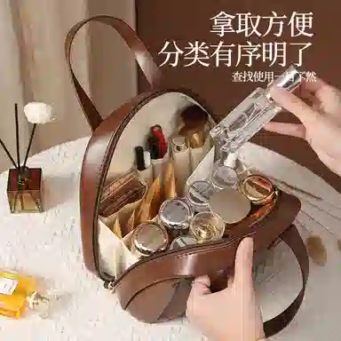 馨枕居 简约时尚手拎包女士小包包贝壳化妆包 便携