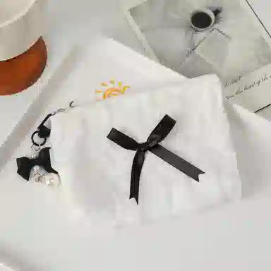 馨枕居可爱化妆包化妆袋韩版蕾丝蝴蝶结大容量零钱包手拿包女收纳包化妆包 便携收纳防尘