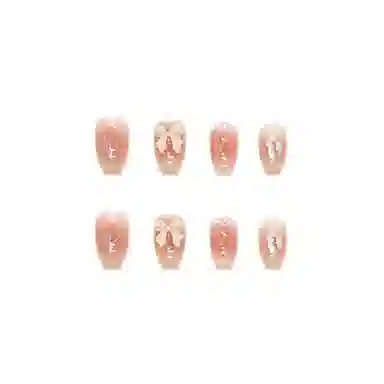 馨枕居 立体蝴蝶结闪亮极光钻  穿戴甲 中长款粉色纯色 亮片