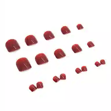 馨枕居 装成熟脚指  穿戴甲 短方圆酒红色纯色