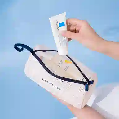 馨枕居 夏威夷手拿网纱包旅行化妆品收纳包旅游沙滩包手提化妆包