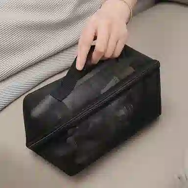 馨枕居 透明网纱双层大容量简约枕头化妆包 便携洗漱