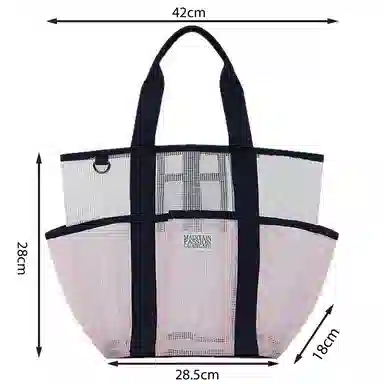 馨枕居 网眼手提化妆包大容量洗澡健身洗漱沙滩包多口袋网纱旅行 收纳包