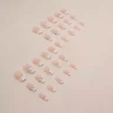 馨枕居 短芭蕾白色珍珠  穿戴甲 方圆裸色纯色 可爱