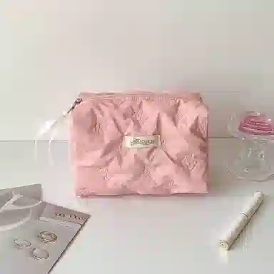 馨枕居韩版高颜值蝴蝶化妆包简约纯色超声波压花护肤品收纳包旅行洗漱包化妆包 便携收纳防尘