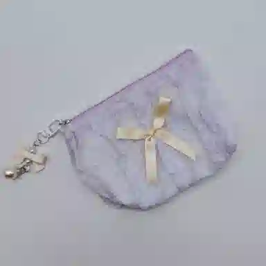 馨枕居可爱化妆包化妆袋韩版蕾丝蝴蝶结大容量零钱包手拿包女收纳包化妆包 便携收纳防尘