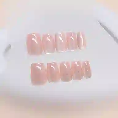 馨枕居 裸粉  穿戴甲 方圆粉色纯色 亮片