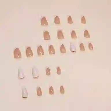 馨枕居 法式闪粉  穿戴甲 杏仁裸色晕染