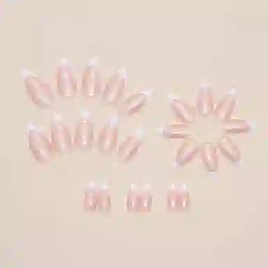 馨枕居 极光法式  穿戴甲 椭圆粉色渐变