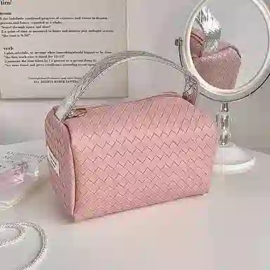 馨枕居 银粉拼色编织纹小包包