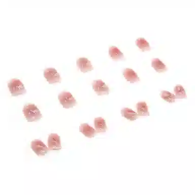 馨枕居 粉透短薄  穿戴甲 杏仁短款腮红裸色 镜面