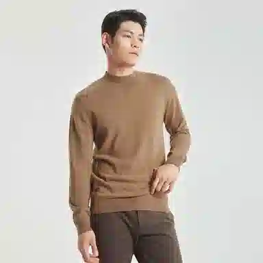 利郎 半高领保暖打底商务休闲纯色修身套头极简风可机洗羊绒衫 男款