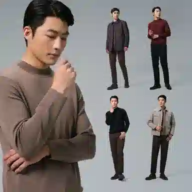利郎 品位商务纯色半高领保暖可机洗质感冬季毛衣 男款