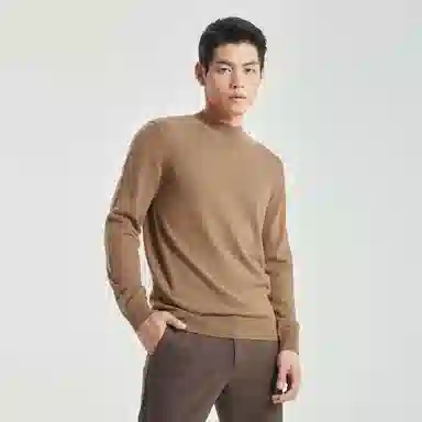 利郎 半高领保暖打底商务休闲纯色修身套头极简风可机洗羊绒衫 男款