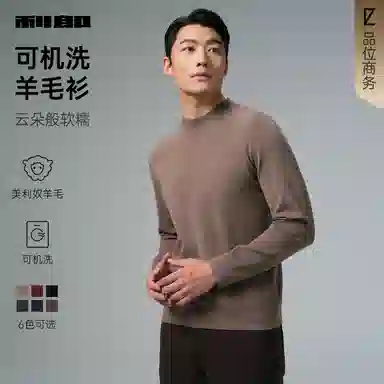 利郎 品位商务纯色半高领保暖可机洗质感冬季毛衣 男款