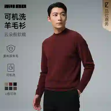 利郎 品位商务纯色半高领保暖可机洗质感冬季毛衣 男款