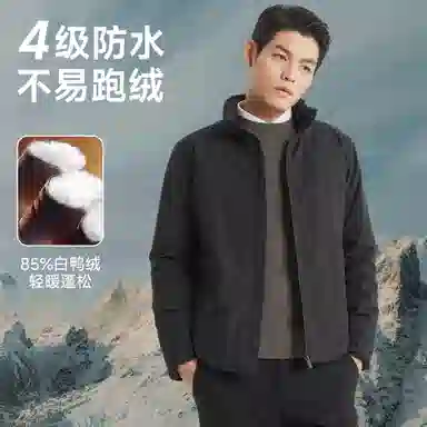利郎 防水立领纯色轻薄长袖羽绒服 男款
