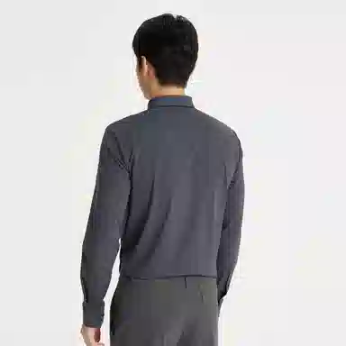 利郎 纯色翻领修身长袖衬衫 男款