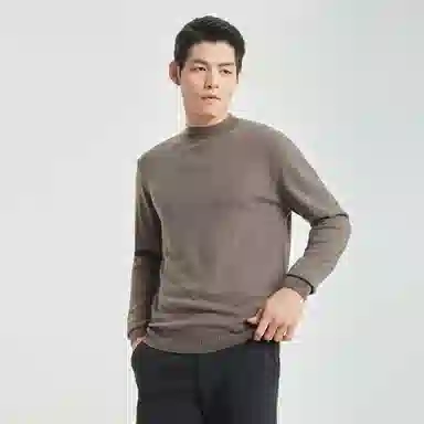 利郎 半高领保暖打底商务休闲纯色修身套头极简风可机洗羊绒衫 男款