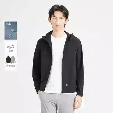 利郎 薄款连帽印花纯色夹克外套 男款