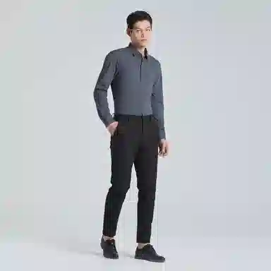 利郎 商务休闲翻领修身长袖衬衫 男款