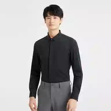 利郎 纯色翻领修身长袖衬衫 男款