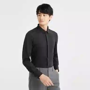 利郎 纯色翻领修身长袖衬衫 男款