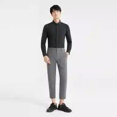 利郎 纯色翻领修身长袖衬衫 男款