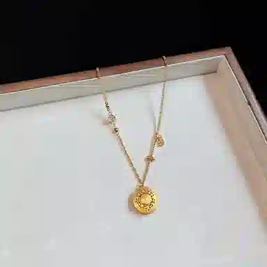 芒果饰品 新中式古法镂空八宝罗盘#好运 铜 项链 女款