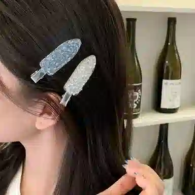 芒果饰品 韩系精致满钻水晶无痕发卡 合金 发夹 女款