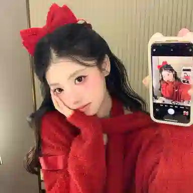 芒果饰品 圣诞红蝴蝶结 毛绒 发夹 女款