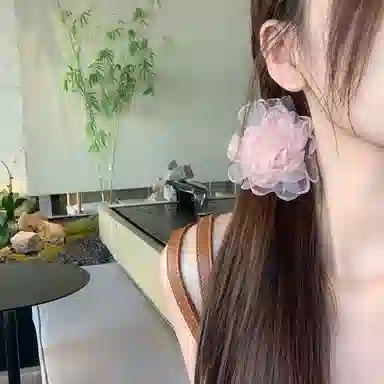 芒果饰品 超仙绝美玫瑰花朵亚克力 布艺 发夹 女款