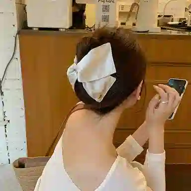 芒果饰品 韩系金标缎面贝壳三角 布艺 亚克力 合金 发夹 女款