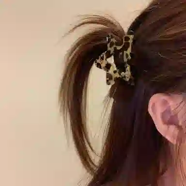 芒果饰品 复古豹纹镂空五角星抓夹 醋酸 发夹 女款