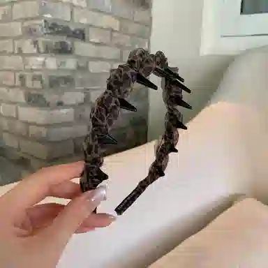 芒果饰品 法式波点豹纹缠绕带齿防滑波浪 布艺 发箍 女款