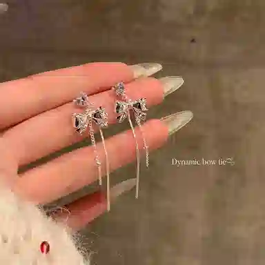 芒果饰品 蝴蝶结流苏 铜 耳环 女款