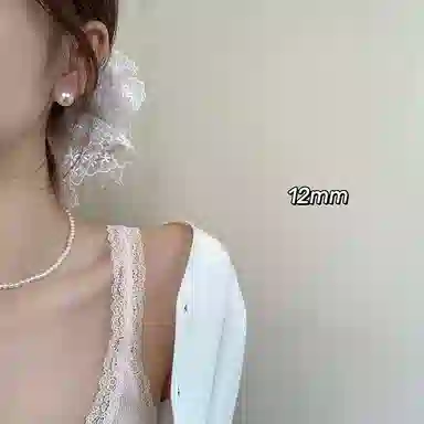 芒果饰品 施家珍珠高级感轻奢气质 合金 耳钉 女款