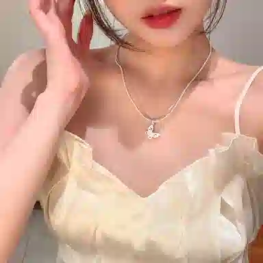 芒果饰品 韩系爆闪蝴蝶双层#好运 铜 锆石 项链 女款
