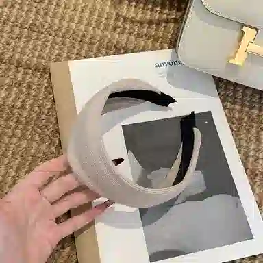 芒果饰品 韩系老钱风纯色宽边时尚简约高颅顶洗脸头箍高级感发带 针织 发箍 女款