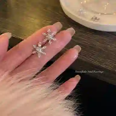 芒果饰品 闪锆雪花耳夹耳骨夹 铜 耳钉 女款