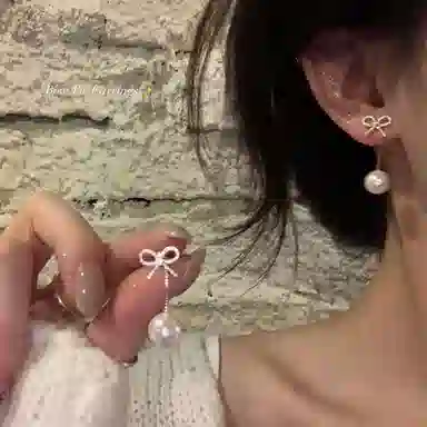 芒果饰品 适合秋天的后挂式蝴蝶流苏珍珠独特轻奢高级感 铜 耳环 女款