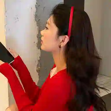 芒果饰品 高级感洋气时尚简约红色高级感细边 发箍 女款