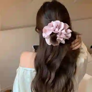 芒果饰品 超仙夏日多层花瓣大肠头绳发饰头花 布艺 发圈 女款